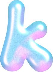 Fototapeta premium 3D Holographic liquid Y2k Chrome alphabet Letter k