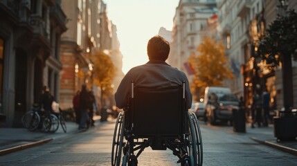Disabled Person on Wheelchair Exploring the City