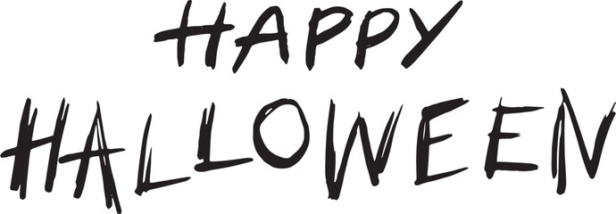 Hand drawn happy Halloween lettering text decoration element, PNG file no background 