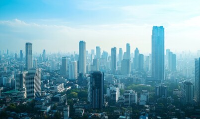 Fototapeta premium Bangkok skyline with skyscrapers of the business district