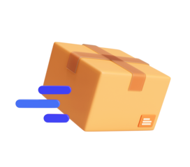 Fast delivery with Parcel box 3d illustration background