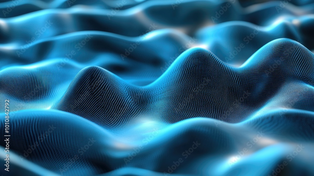 Aufkleber abstract 3d rendering of digital waves in a blue and black color scheme, creating a dynamic, flowing
