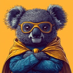 Fototapeta premium Charming Koala Wearing Glasses and Cape Artwork