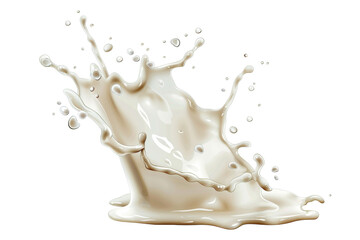 A splash of milk is shown on a white background
