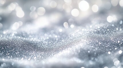 A shimmering silver glitter background creates a dreamy, elegant ambiance for digital art and...