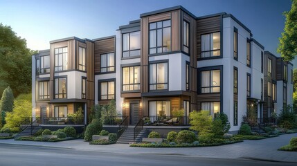 Obraz premium Modern Townhouses at Dusk