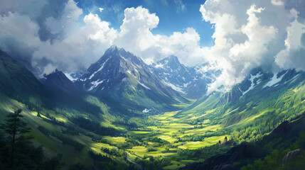 Clouds over a mountain valley
