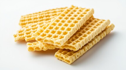 Fototapeta premium A picture of crispy cheese wafers against a plain white background.