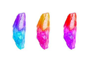 Colorful crystal formations showcasing vibrant hues of blue, orange, and pink
