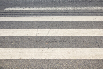 Fototapeta premium Marking pedestrian crossing on empty asphalt road
