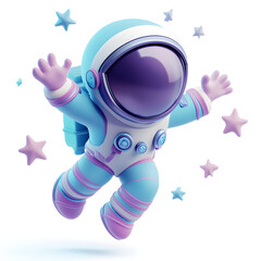 Cute 3d render of a astronaut holding a star