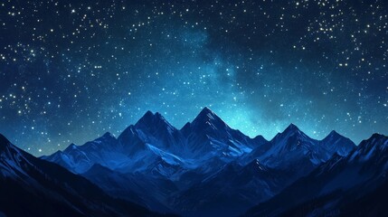 Starry Night Over Mountain Peaks