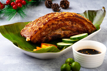 Filipino Christmas Crispy Roasted Pork Belly for Noche Buena  