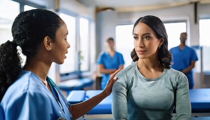 Obraz premium Determined patient focusing on physical therapy rehabilitation session in clinic