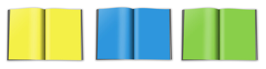 Three magazine blank template color for presentation layouts and design.