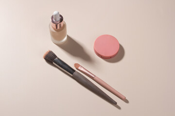 Set of women's cosmetics on a light background