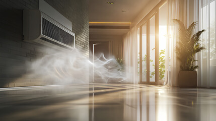 air conditioning unit blowing out cool air into a room 