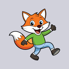 illustration of a cartoon fox in a dynamic dancing pose