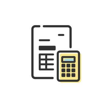 recommend clip art: 請求書･領収書等の書類と電卓のベクターアイコン(版ずれ・カラー)