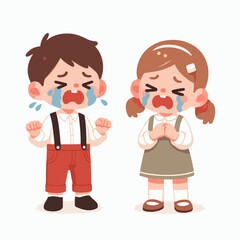 crying children flat illustration
