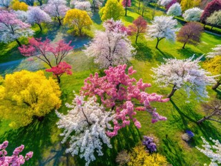 Obraz premium Tree branches burst with bright spring blooms, symbolizing the stunning revival of nature and the vibrant change of seasons, uplifting spirits everywhere.