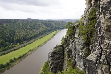 The Elbe seen from the Bastei Bridge in Saxon Switzerland. Germany.