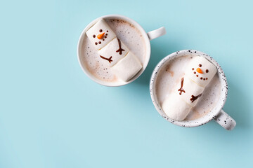 Snowmen marshmallow funny kids, christmas concept
