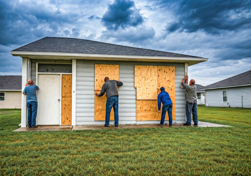 Preparing for the storm: community boards up in readiness for severe weather