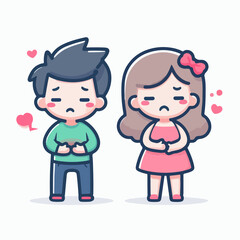 children with stomach aches flat illustration