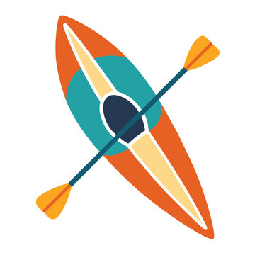 recommend clip art: Kayak boat line art design top view vector cartoon illustration isolated on a white background.