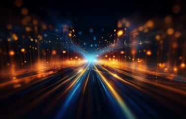 Obraz premium Abstract glowing lines and light streaks in a dark space.