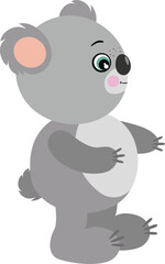 Cute koala standing isolated on white