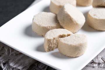 Traditional christmas shortbread on black slate background