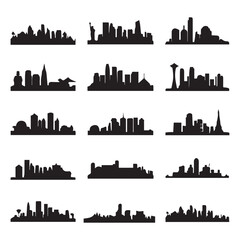 Fototapeta premium Black and White City Skyline Silhouettes for Design Inspiration