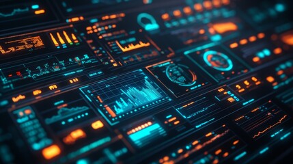 Fototapeta premium Detailed Financial Analytics Dashboard Displaying Stock Market Data for Business Investment Research