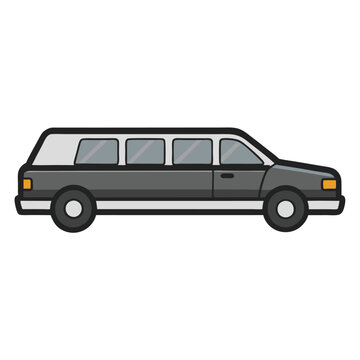 recommend clip art: Black luxurious limousine vector silhouette illustration isolated on a white background. Premium people transportation concept.