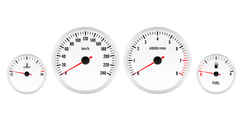 Car Dashboard. Car Panel Display. Car Speedometer Dashboard. Tachometer or Odometer Display. Vector Illustration.
