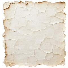 Fototapeta premium Aged and wrinkled parchment paper, isolated on white. Represents vintage, history, and rustic themes, ideal for backgrounds or creative projects. 