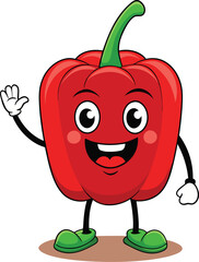 Cute Cartoon Red Bell Pepper Illustrations
