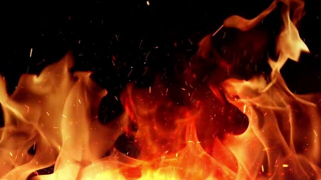 Raging Flames And Fire Sparks And Embers Overlay Background Transition Effect