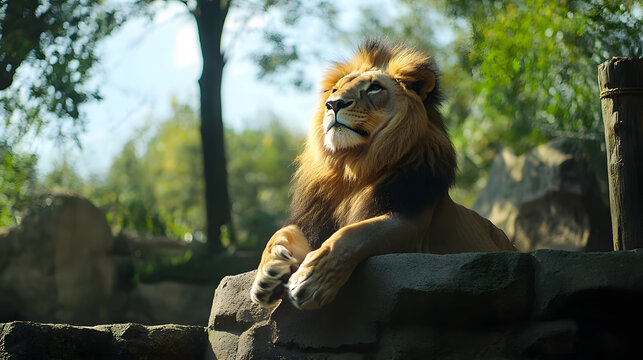 Lion in the african savannah, King of the Animal, africa wildlife