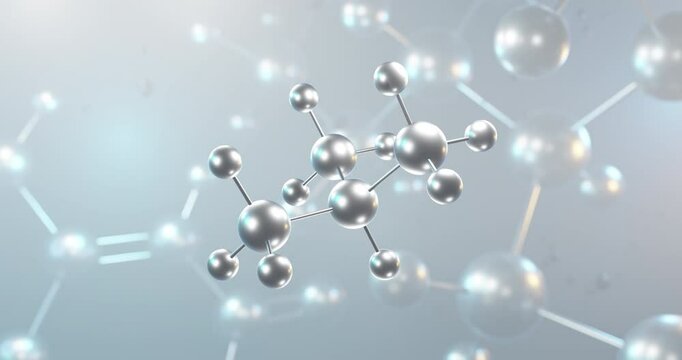 Isobutane rotating 3d molecule, molecular structure of isomer of butane, seamless video