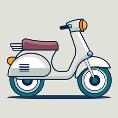 Retro Vintage Motorcycle Scooter actual colouring Isolated vector illustration or logo design