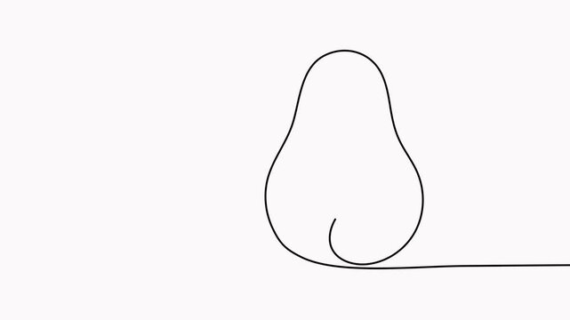 Avocado continuous one line drawing animated video. Hand drawn linear avocado animation.