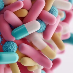 Prokaryotic biofilm on medical devices, bacterial infection, 3D rendering