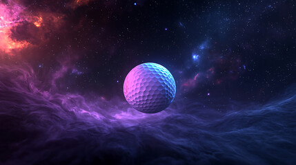 Golf ball floating in a cosmic nebula