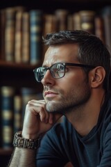 Fototapeta premium Man reading in library