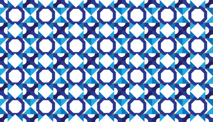 Seamless geometric pattern of blue combination shapes. Perfect for printing, design backgrounds, wallpaper and tiles, gift wrapping