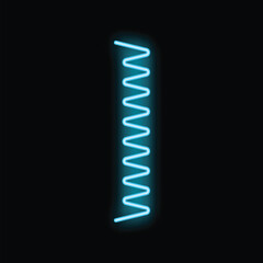 Vertical blue neon light glowing on black background