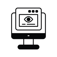 eye monitor glyph icon with white background vector stock illustration